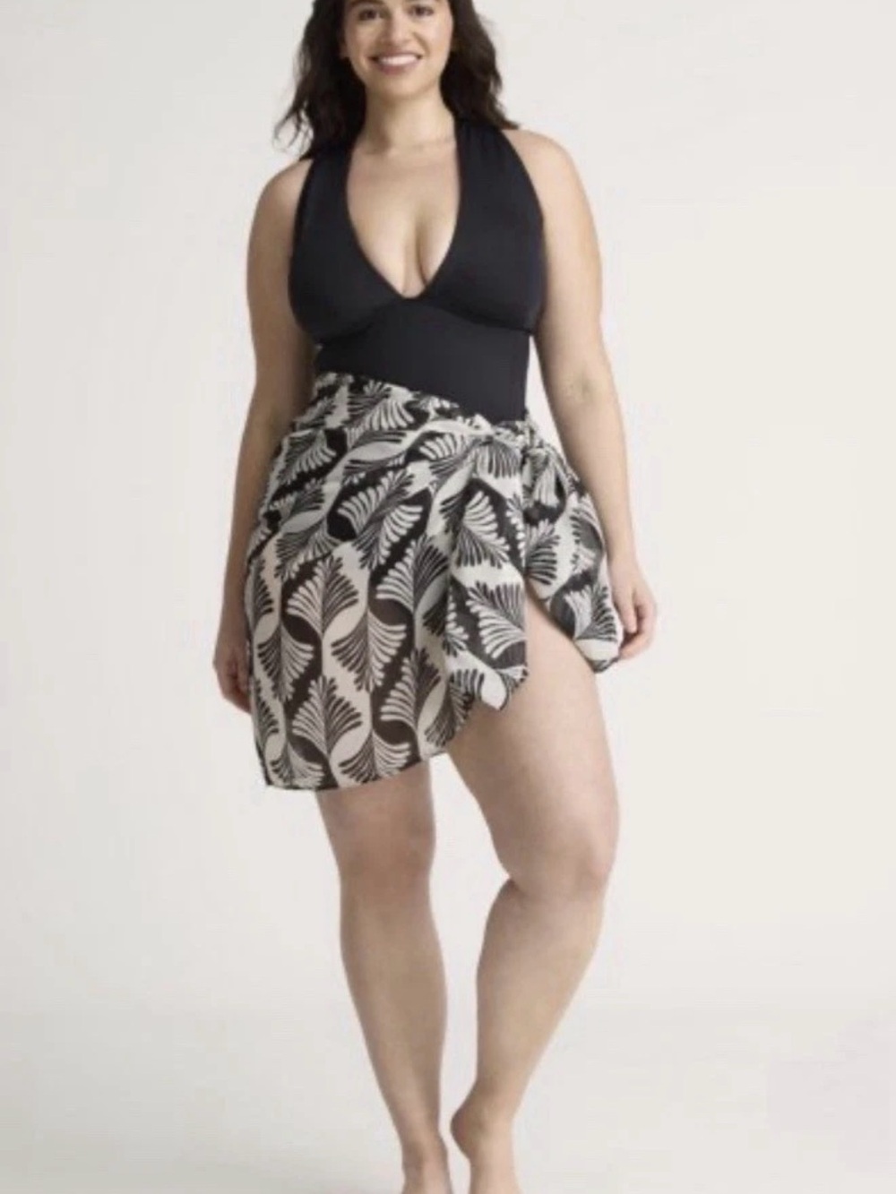 Time and Tru Swimsuit Set Small Black One Piece + Pareo Cover Up